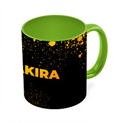 Кружка 3D Akira - gold gradient: надпись и символ, цвет: 3D-белый + светло-зеленый