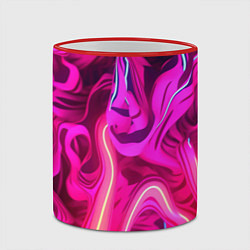 Кружка 3D Pink neon abstract, цвет: 3D-красный кант — фото 2