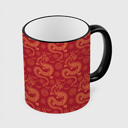 Кружка 3D Dragon red pattern, цвет: 3D-черный кант