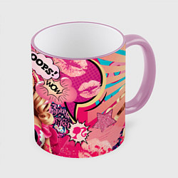 Кружка 3D Барби в стиле поп арт, цвет: 3D-розовый кант