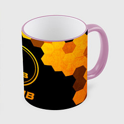 Кружка 3D Saab - gold gradient, цвет: 3D-розовый кант