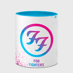 Кружка 3D Foo Fighters neon gradient style, цвет: 3D-белый + небесно-голубой — фото 2
