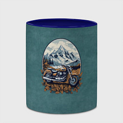 Кружка 3D Ретро мотоцикл на фоне гор, цвет: 3D-белый + синий — фото 2