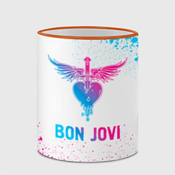 Кружка 3D Bon Jovi neon gradient style, цвет: 3D-оранжевый кант — фото 2