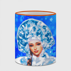 Кружка 3D Красивая русская снегурочка, цвет: 3D-оранжевый кант — фото 2
