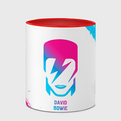 Кружка 3D David Bowie neon gradient style, цвет: 3D-белый + красный — фото 2