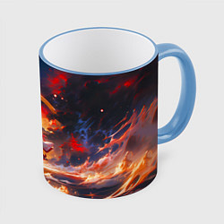 Кружка 3D Яэ Мико и небо, цвет: 3D-небесно-голубой кант