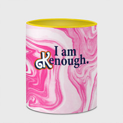 Кружка 3D I am kenough - розовые разводы краски, цвет: 3D-белый + желтый — фото 2