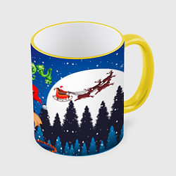 Кружка 3D Cиний дракон, цвет: 3D-желтый кант