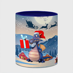 Кружка 3D Новогодний дракон 2024, цвет: 3D-белый + синий — фото 2