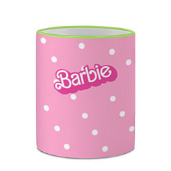 Кружка 3D Барби - белый горошек на розовом, цвет: 3D-светло-зеленый кант — фото 2