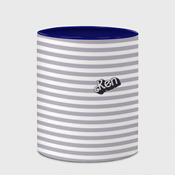 Кружка 3D Кен - серые и белые полосы, цвет: 3D-белый + синий — фото 2