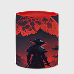 Кружка 3D Samurai and red moon - нейросеть, цвет: 3D-белый + красный — фото 2