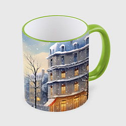 Кружка 3D Новогодний Париж, цвет: 3D-светло-зеленый кант
