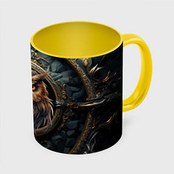 Кружка 3D Сова в викинг-стиле, цвет: 3D-белый + желтый