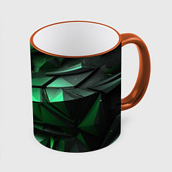 Кружка 3D Green abstract, цвет: 3D-оранжевый кант