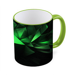 Кружка 3D Яркая зеленая геометрия, цвет: 3D-светло-зеленый кант