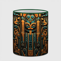 Кружка 3D Орнамент в египетском стиле, бюст Нефертити, цвет: 3D-зеленый кант — фото 2