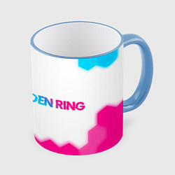 Кружка 3D Elden Ring neon gradient style по-горизонтали, цвет: 3D-небесно-голубой кант