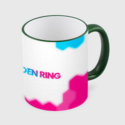 Кружка 3D Elden Ring neon gradient style по-горизонтали, цвет: 3D-зеленый кант