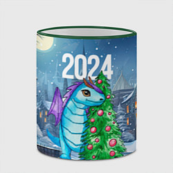 Кружка 3D Дракон у новогодней елки 2024, цвет: 3D-зеленый кант — фото 2
