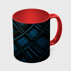 Кружка 3D Тёмно-синяя шотландская клетка, цвет: 3D-белый + красный