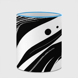 Кружка 3D Abstract black and white composition, цвет: 3D-небесно-голубой кант — фото 2