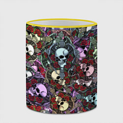Кружка 3D Череп с крыльями паттерн, цвет: 3D-желтый кант — фото 2