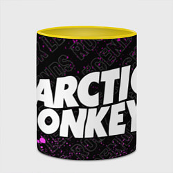 Кружка 3D Arctic Monkeys rock legends по-горизонтали, цвет: 3D-белый + желтый — фото 2