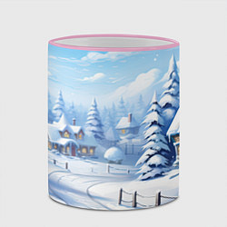 Кружка 3D Снежный зимний фон, цвет: 3D-розовый кант — фото 2