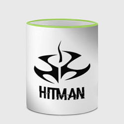 Кружка 3D Hitman glitch на светлом фоне, цвет: 3D-светло-зеленый кант — фото 2