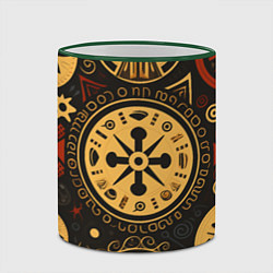 Кружка 3D Узор в славянском стиле на тёмном фоне, цвет: 3D-зеленый кант — фото 2