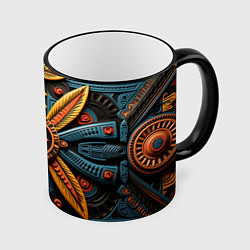 Кружка 3D Орнамент в стиле африканских племён, цвет: 3D-черный кант