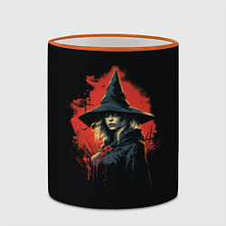 Кружка 3D Ведьма в шляпе кровавый фон, цвет: 3D-оранжевый кант — фото 2