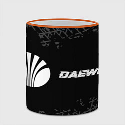 Кружка 3D Daewoo speed на темном фоне со следами шин по-гори, цвет: 3D-оранжевый кант — фото 2