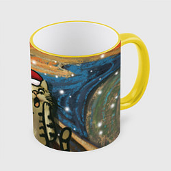 Кружка 3D Кот Крик - 2024, цвет: 3D-желтый кант