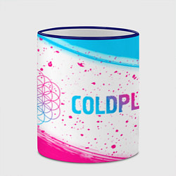 Кружка 3D Coldplay neon gradient style по-горизонтали, цвет: 3D-синий кант — фото 2