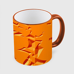 Кружка 3D Оранжевый мотив, цвет: 3D-оранжевый кант