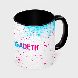 Кружка 3D Megadeth neon gradient style по-горизонтали, цвет: 3D-белый + черный