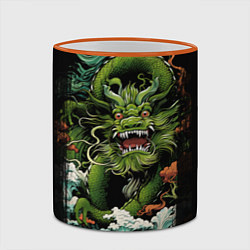 Кружка 3D Зеленый дракон символ года, цвет: 3D-оранжевый кант — фото 2
