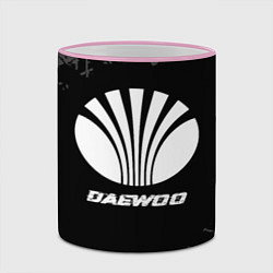 Кружка 3D Daewoo speed на темном фоне со следами шин, цвет: 3D-розовый кант — фото 2