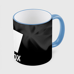 Кружка 3D Roblox glitch на темном фоне, цвет: 3D-небесно-голубой кант