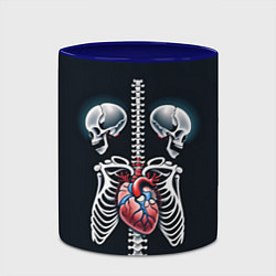 Кружка 3D Два сросшихся скелета и сердце, цвет: 3D-белый + синий — фото 2
