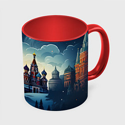 Кружка 3D Площадь новогодняя, цвет: 3D-белый + красный