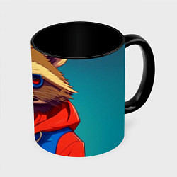 Кружка 3D Енот от ai, цвет: 3D-белый + черный