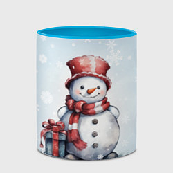 Кружка 3D New Years cute snowman, цвет: 3D-белый + небесно-голубой — фото 2