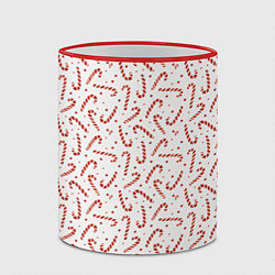 Кружка 3D Caramel cane new years pattern, цвет: 3D-красный кант — фото 2