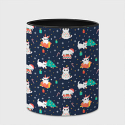 Кружка 3D Pattern with new years cats, цвет: 3D-белый + черный — фото 2