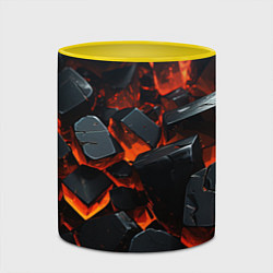 Кружка 3D Черные камни с красным свечением, цвет: 3D-белый + желтый — фото 2