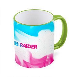 Кружка 3D Tomb Raider neon gradient style по-горизонтали, цвет: 3D-светло-зеленый кант